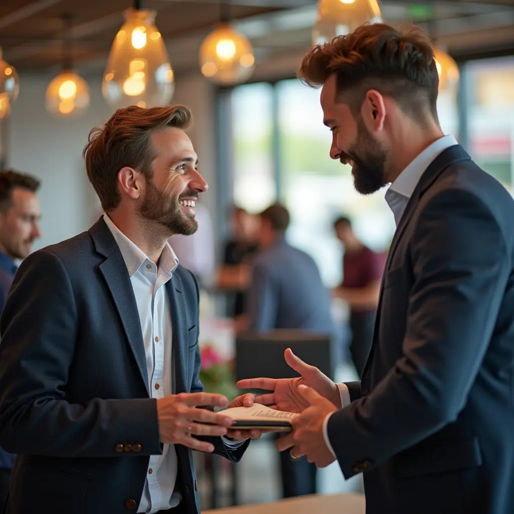Two businessmen talking